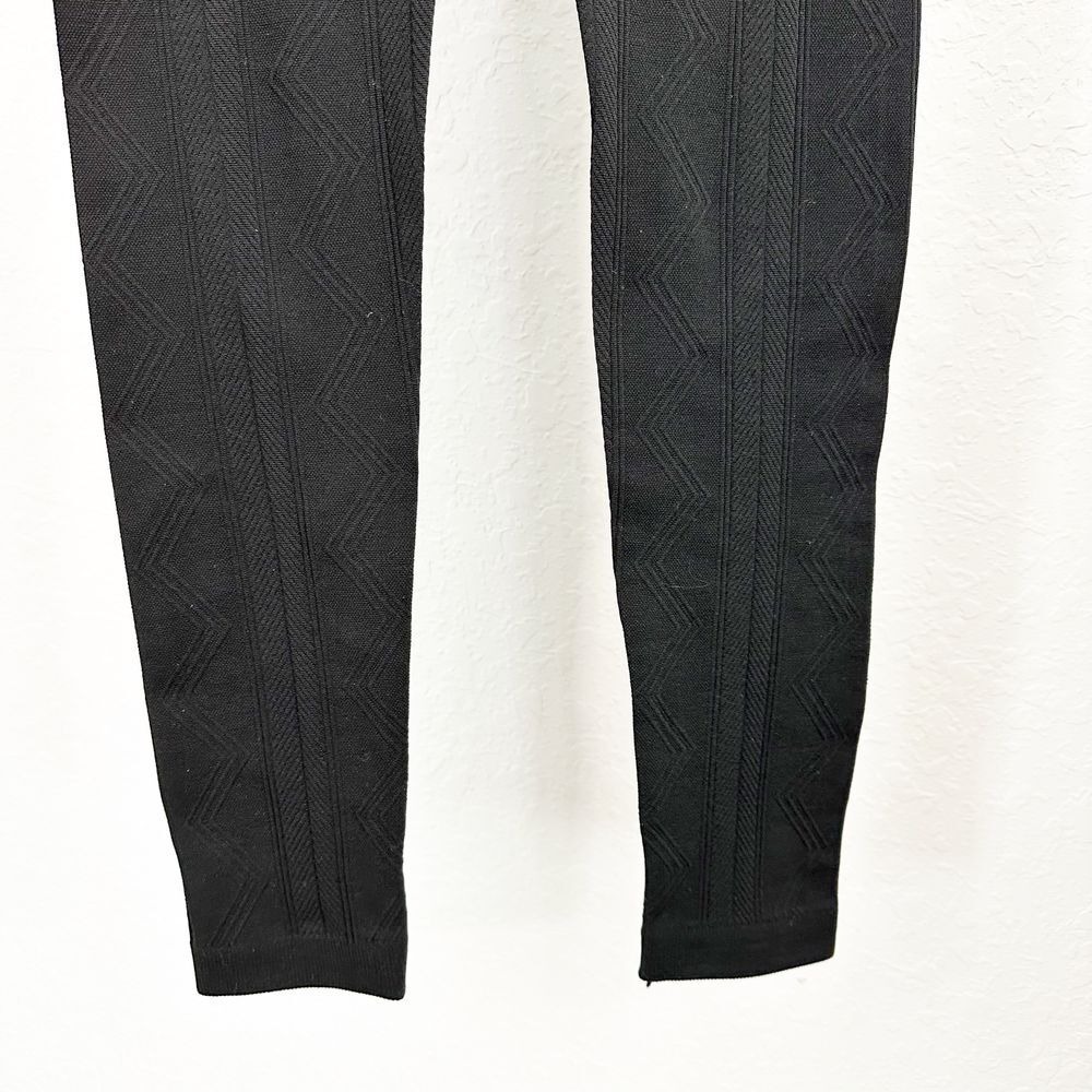 Pink‎ Rose Stretch Knit Leggings Black Extra Small Cold Weather Cozycore - Picture 3 of 10